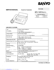 Sanyo SFX-110 Service Manual