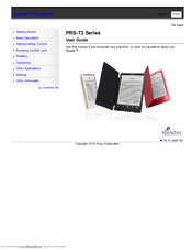 Sony Reader Prs T3 Series Manuals Manualslib