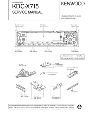 Kenwood KDC-X715 Service Manual