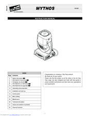 Clay Paky MYTHOS Instruction Manual