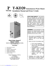 Takagi Flash Water Heater T-KD20 Manuals | ManualsLib