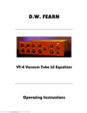 D.W. Fearn VT-4 Operating Instructions Manual
