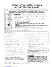 Frigidaire FGGS3065PFC Installation Instructions Manual