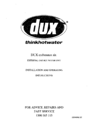 Dux Endurance six Installation And Operating Instructions Manual