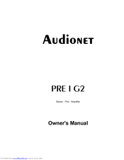 Audionet PRE I G2 Owner's Manual