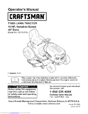 Craftsman T1600 247.203750 Operator's Manual