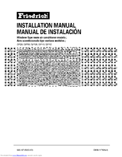 Friedrich SP05 Installation Manual
