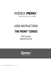 Widex The MENU ME-9 User Instructions