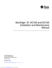 Sun Microsystems StorEdge S1 AC100 Installation And Maintenance Manual