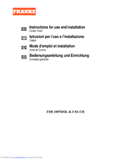 Franke DB 10078 Instructions For Use And Installation