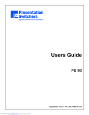 Presentation Switchers PS190 User Manual