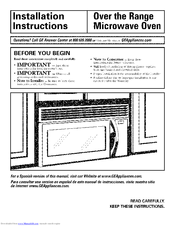 GE JVM1650BB006 Installation Instructions Manual