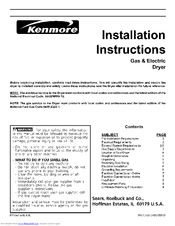Kenmore 417.64182300 Installation Instructions Manual