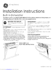GE DDT575SGF2WW Installation Instructions Manual