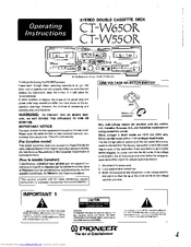 Pioneer CT-W650R Operating Instructions Manual