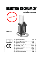 Elektra Beckum Metabo SPA 1701 Operating Instructions Manual