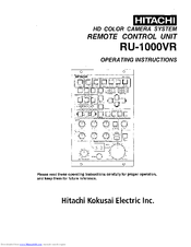 Hitachi RU-1000VR Operating Instructions Manual