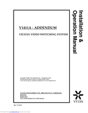 Vicon V1411A - ADDENDUM Installation & Operation Manual