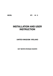 A.O. Smith BTI - 65 Installation And User Instructions Manual