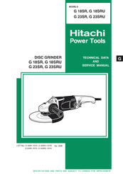 Hitachi G 18SRU Technical Data And Service Manual