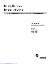 GE ZV30T Installation Instructions Manual