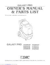 Edic Galaxy Pro 2700-WX-HR Owner's Manual & Parts List