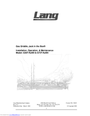 Lang G72T-NJBX Installation Operation & Maintenance