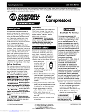 Campbell Hausfeld Cast Iron Series Operating Instructions Manual