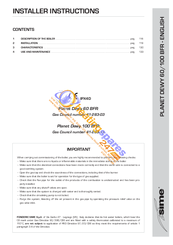 Sime PLANET DEWY 60 Installer's Instructions