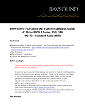 Bavsound BMW E92 Installation Manual