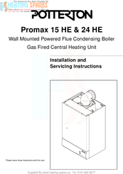 Potterton Promax 15 HE Installation And Servicing Instructions