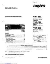 Sanyo VHR-850 Service Manual