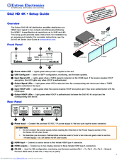 Extron electronics DA2 HD 4K Setup Manual