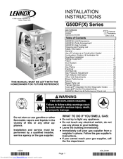 Lennox G50DF?36B?090 Installation Instructions Manual