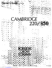 Rodgers Organ Company Cambridge 220 Owner's Manual