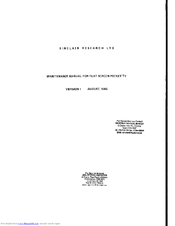 Sinclair Research FTV1 Maintenance Manual
