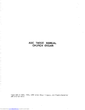 Allen Organ Company ADC Three User Manual
