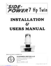 Sleipner Motor As Side-Power 7 Hp Twin Installation & User Manual