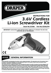 Draper CD36LITH Instructions Manual