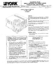 York Champion Plus D1NH036 Installation Instructions Manual
