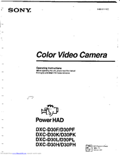 Sony Power HAD DXC-D30PK Operating Instructions Manual