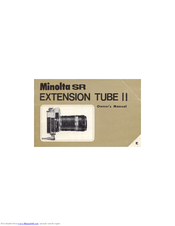 Minolta Extension Tube II Owner's Manual