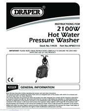 Draper HPW2110 Instructions For