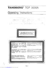 TANDBERG TCP 3035A Operating Instructions Manual