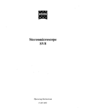 Zeiss SV8 Operating Instructions Manual