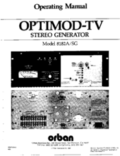 Orban Optimod-TV 8182A/SG Operating Manual