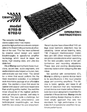 Biamp 6702-B Operation Manual