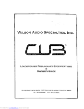 WILSON AUDIO CUB Owner's Manual