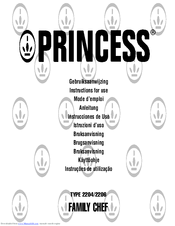 Princess Family Chef 2204 Instructions For Use Manual
