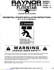 Raynor FliteStar-10 Installation Instructions Manual